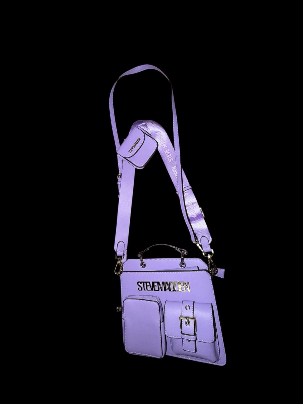Steve Madden Purple Faux Leather Crossbody Bag with Front Pockets New - Picture 5 of 11